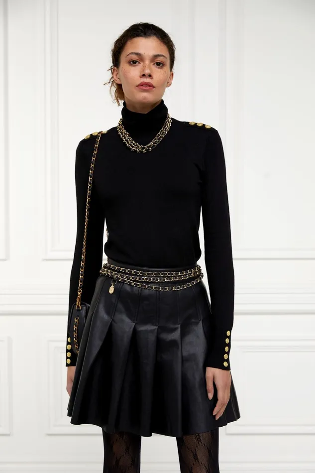 Holland Cooper Skirts Women Faux Leather Pleated Mini Skirt