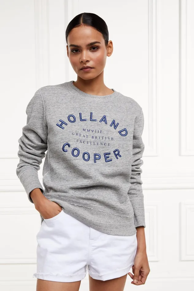 Holland Cooper Sweatshirts Women Varsity Crew Grit Marl