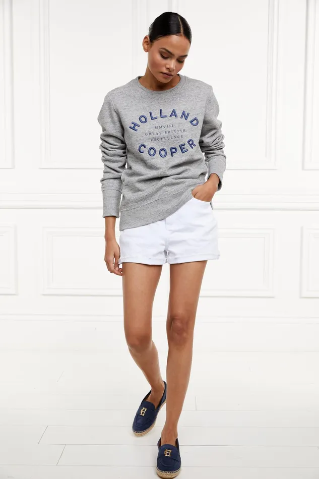 Holland Cooper Sweatshirts Women Varsity Crew Grit Marl Holland Cooper Sweatshirts Women Varsity Crew Grit Marl