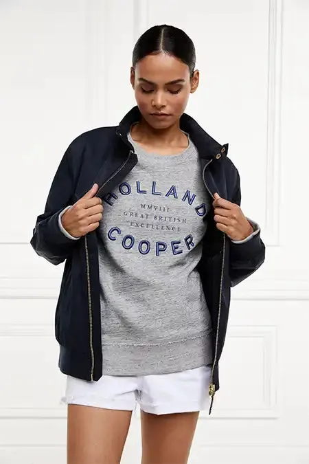 Holland Cooper Sweatshirts Women Varsity Crew Grit Marl Holland Cooper Sweatshirts Women Varsity Crew Grit Marl