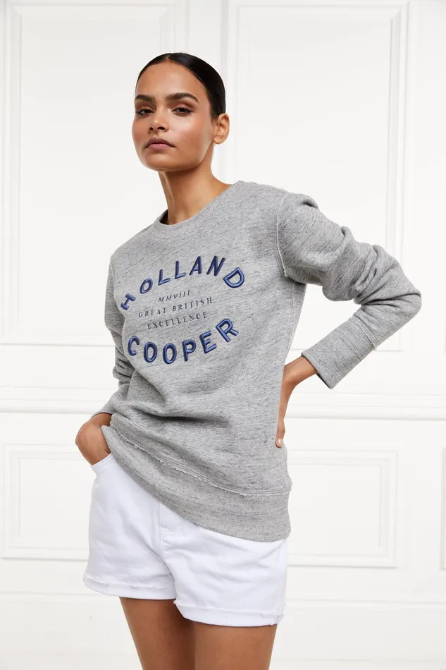 Holland Cooper Sweatshirts Women Varsity Crew Grit Marl Holland Cooper Sweatshirts Women Varsity Crew Grit Marl