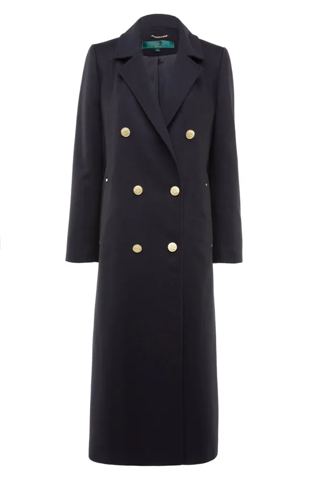 Holland Cooper Tailoring Women Double Breasted Coat Soft Black