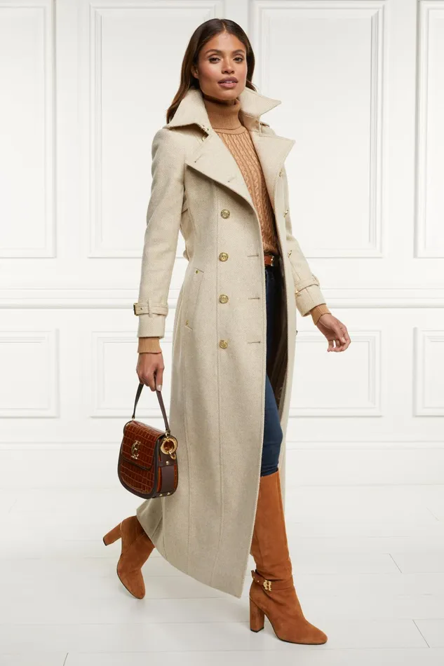 Holland Cooper Tailoring Women Full Length Marlborough Trench Coat Biscuit