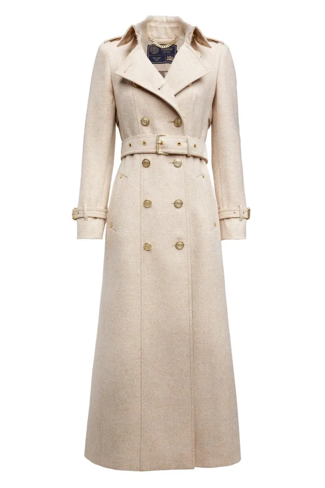 Holland Cooper Tailoring Women Full Length Marlborough Trench Coat Biscuit