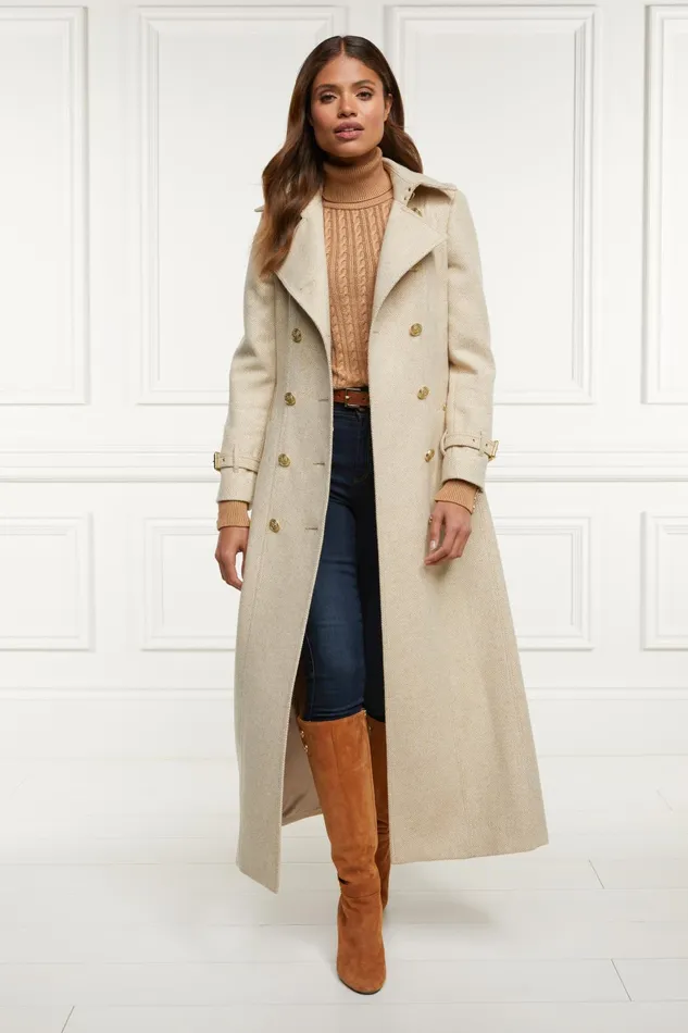 Holland Cooper Tailoring Women Full Length Marlborough Trench Coat Biscuit
