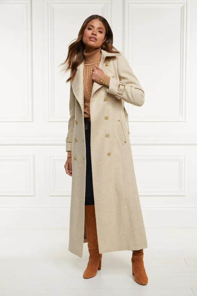 Holland Cooper Tailoring Women Full Length Marlborough Trench Coat Biscuit