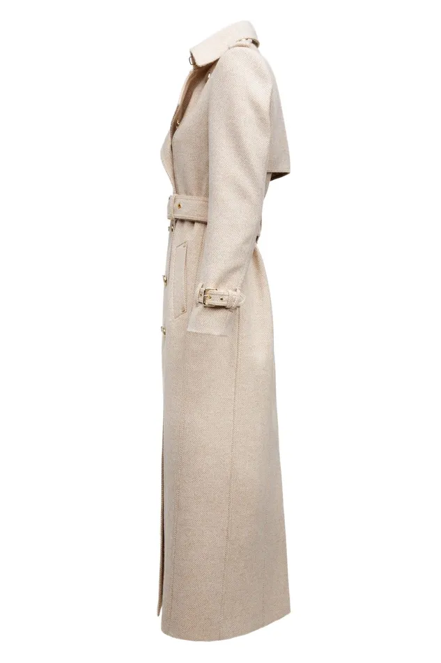 Holland Cooper Tailoring Women Full Length Marlborough Trench Coat Biscuit