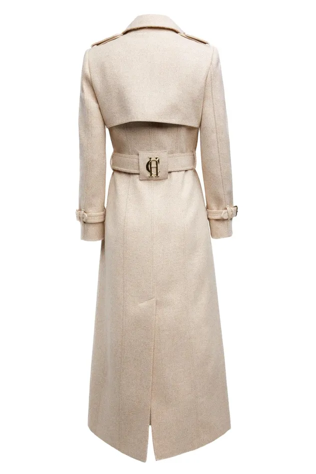 Holland Cooper Tailoring Women Full Length Marlborough Trench Coat Biscuit