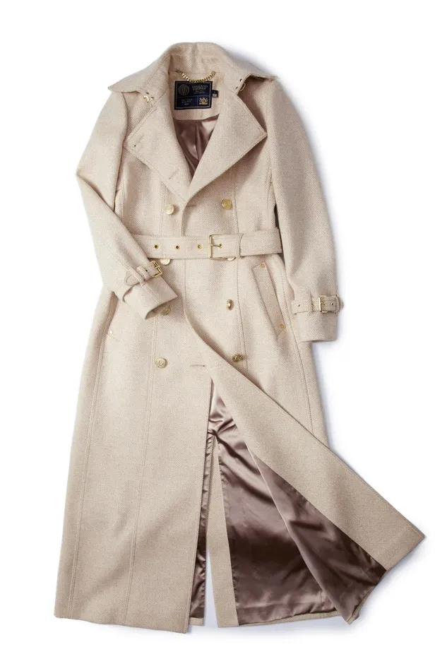 Holland Cooper Tailoring Women Full Length Marlborough Trench Coat Biscuit