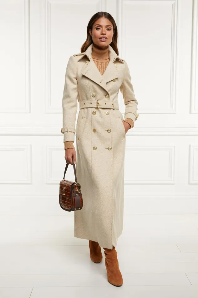 Holland Cooper Tailoring Women Full Length Marlborough Trench Coat Biscuit