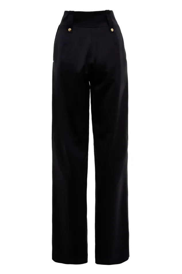 Holland Cooper Tailoring Women High Waisted Straight Trouser Black Barathea Holland Cooper Tailoring Women High Waisted Straight Trouser Black Barathea