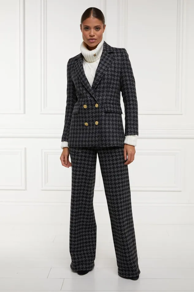 Holland Cooper Tailoring Women High Waisted Straight Trouser Large Scale Charcoal Houndstooth Holland Cooper Tailoring Women High Waisted Straight Trouser Large Scale Charcoal Houndstooth