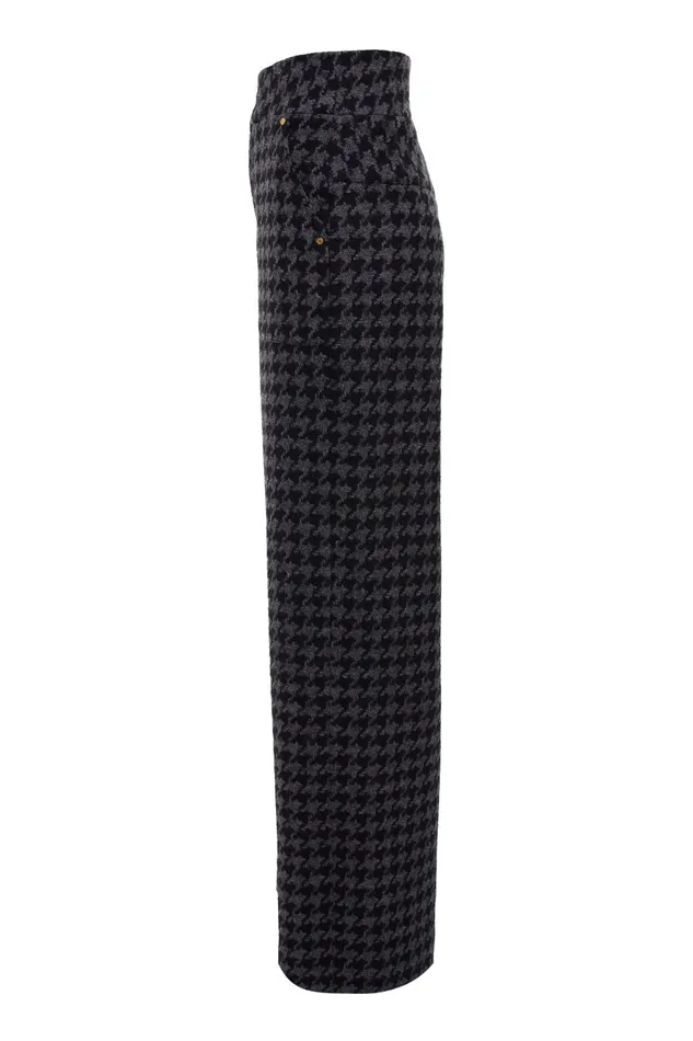 Holland Cooper Tailoring Women High Waisted Straight Trouser Large Scale Charcoal Houndstooth Holland Cooper Tailoring Women High Waisted Straight Trouser Large Scale Charcoal Houndstooth