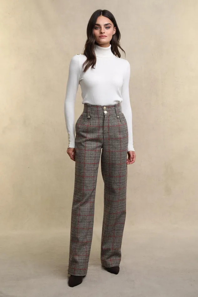 Holland Cooper Tailoring Women High Waisted Straight Trouser Orange Windsor