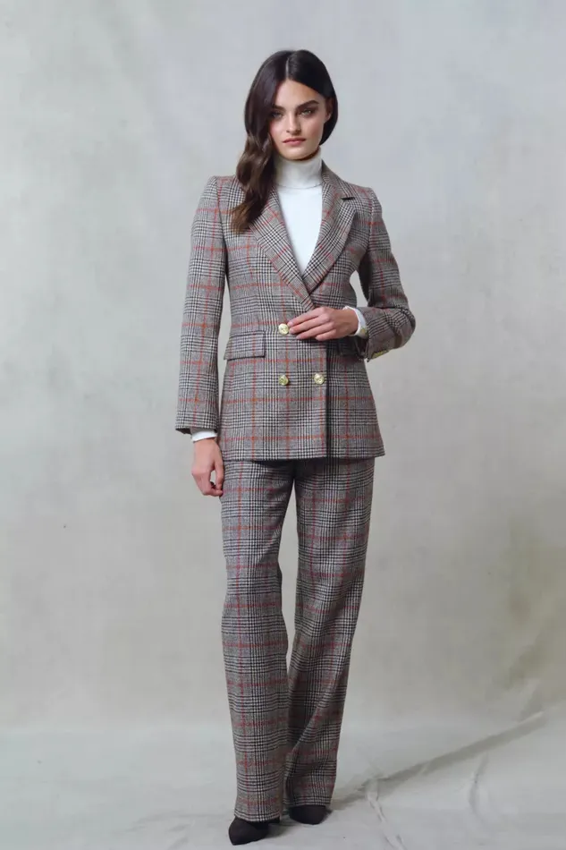 Holland Cooper Tailoring Women High Waisted Straight Trouser Orange Windsor Holland Cooper Tailoring Women High Waisted Straight Trouser Orange Windsor