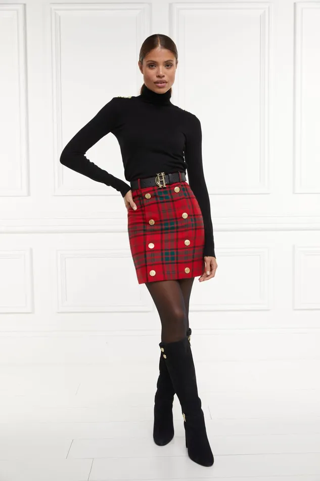 Holland Cooper Tailoring Women Knightsbridge Skirt Red Tartan