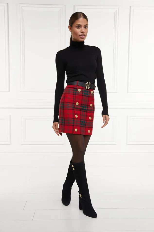 Holland Cooper Tailoring Women Knightsbridge Skirt Red Tartan