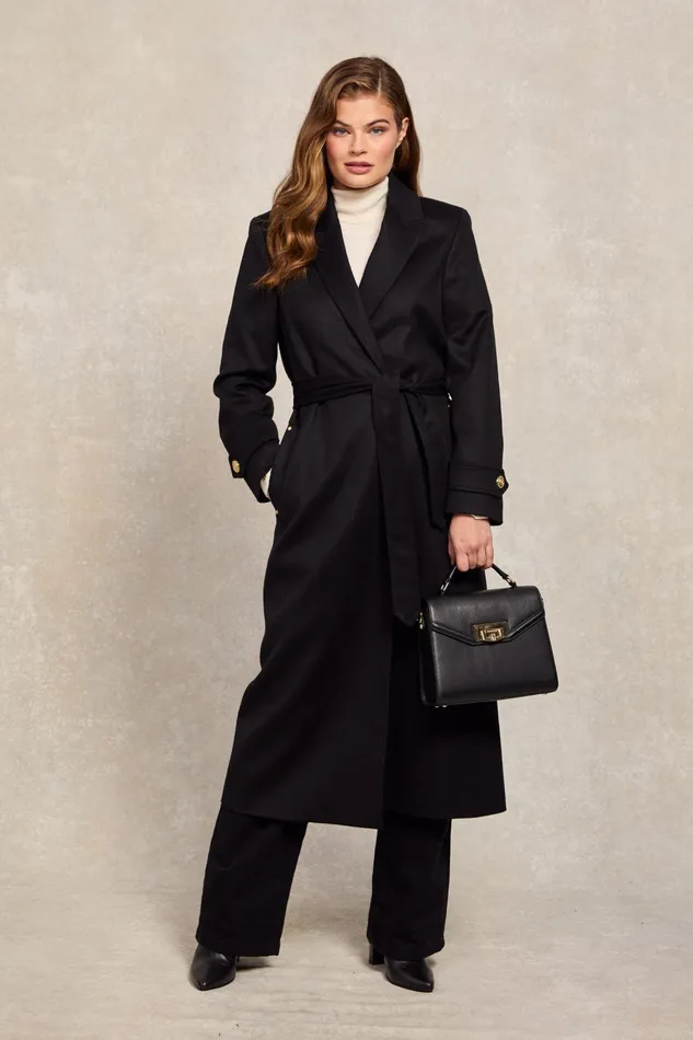 Holland Cooper Tailoring Women Wrap Coat Soft Black