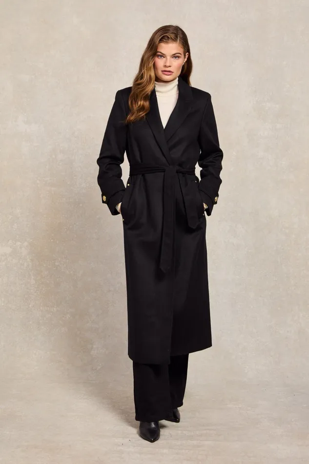 Holland Cooper Tailoring Women Wrap Coat Soft Black