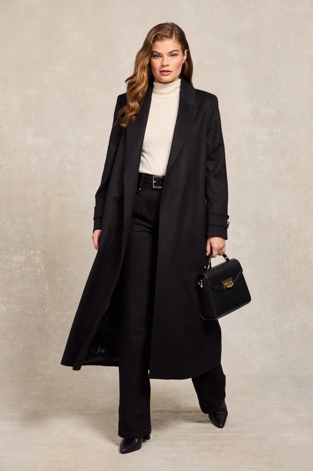 Holland Cooper Tailoring Women Wrap Coat Soft Black