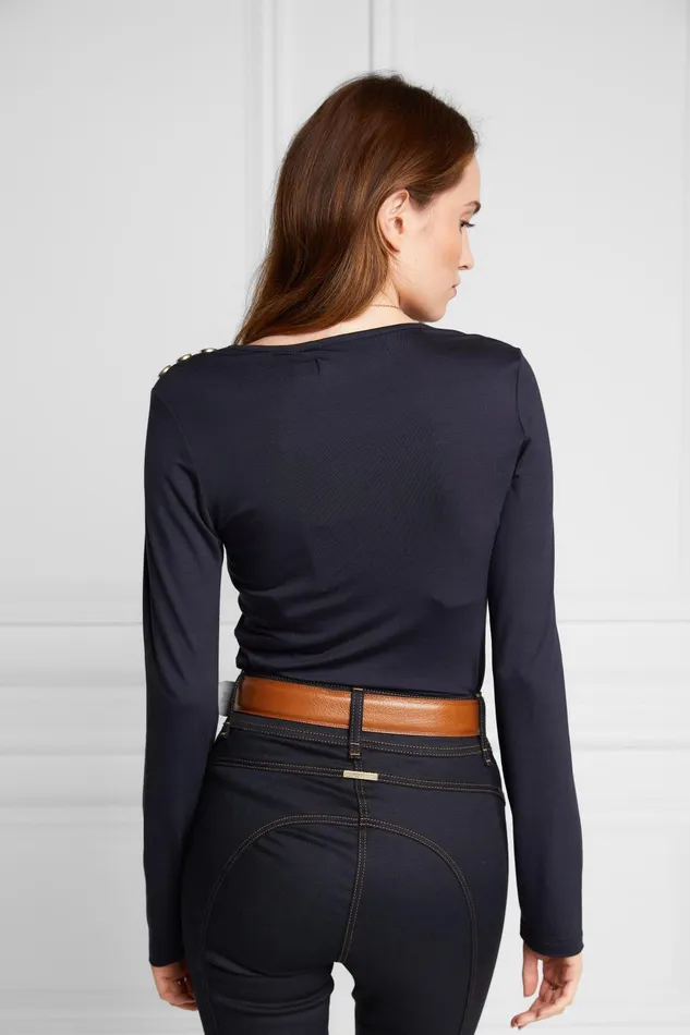 Holland Cooper Tops Women Long Sleeve VNeck Tee Ink Navy Holland Cooper Tops Women Long Sleeve VNeck Tee Ink Navy