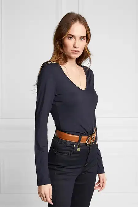 Holland Cooper Tops Women Long Sleeve VNeck Tee Ink Navy Holland Cooper Tops Women Long Sleeve VNeck Tee Ink Navy