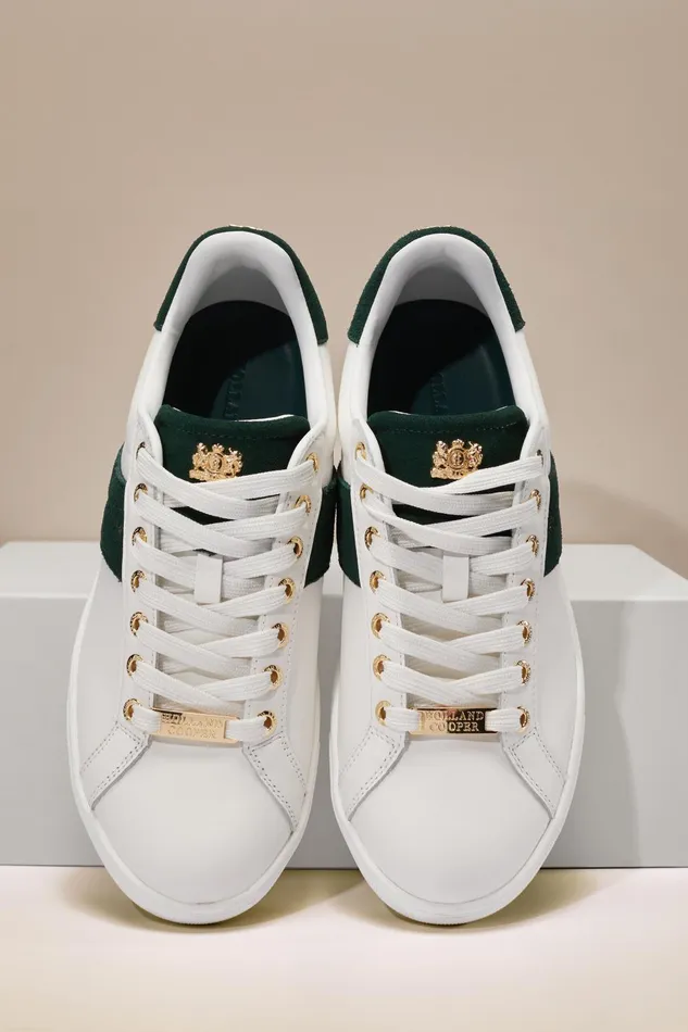 Holland Cooper Trainers Women Knightsbridge Court Trainer White Racing Green