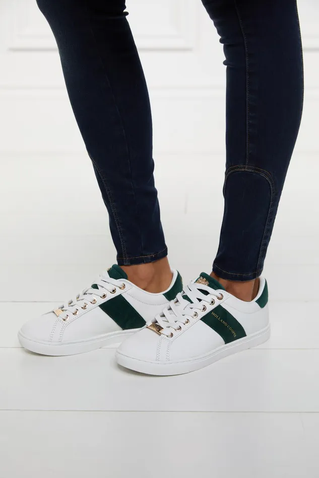 Holland Cooper Trainers Women Knightsbridge Court Trainer White Racing Green Holland Cooper Trainers Women Knightsbridge Court Trainer White Racing Green