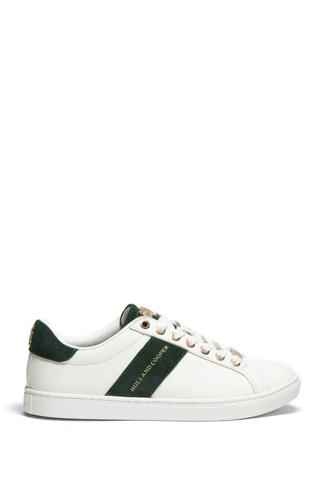 Holland Cooper Trainers Women Knightsbridge Court Trainer White Racing Green Holland Cooper Trainers Women Knightsbridge Court Trainer White Racing Green