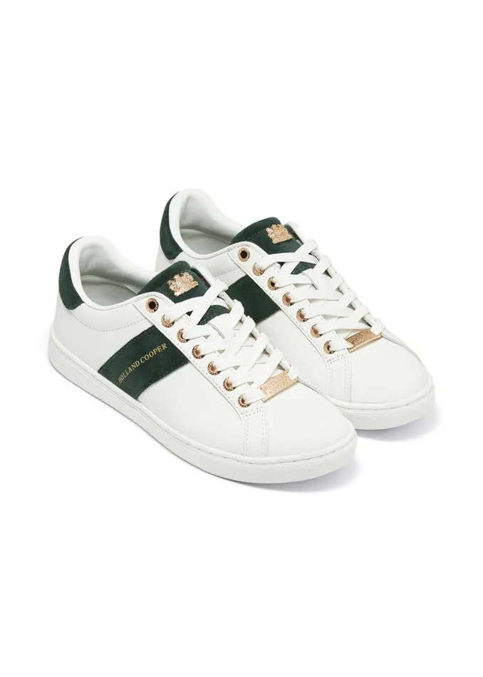 Holland Cooper Trainers Women Knightsbridge Court Trainer White Racing Green Holland Cooper Trainers Women Knightsbridge Court Trainer White Racing Green