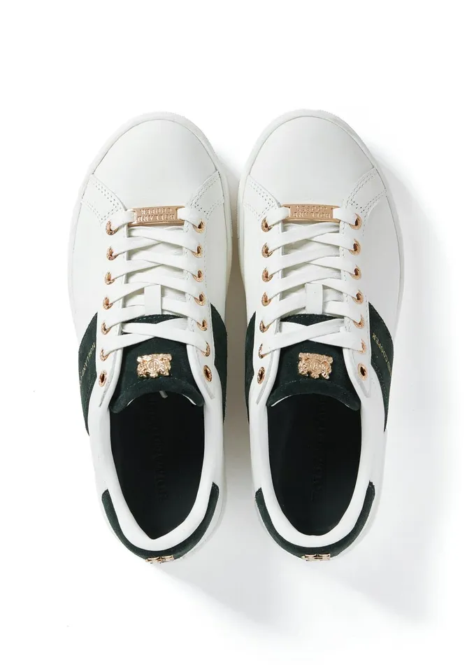 Holland Cooper Trainers Women Knightsbridge Court Trainer White Racing Green Holland Cooper Trainers Women Knightsbridge Court Trainer White Racing Green