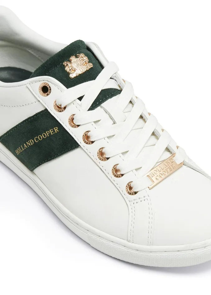 Holland Cooper Trainers Women Knightsbridge Court Trainer White Racing Green Holland Cooper Trainers Women Knightsbridge Court Trainer White Racing Green
