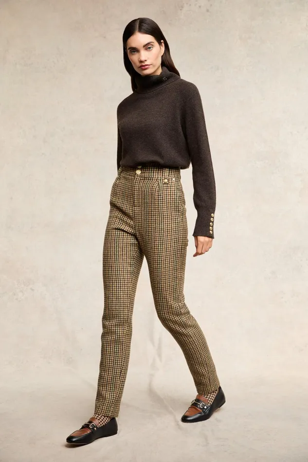 Holland Cooper Trousers Women High Waisted Peg Trouser Hailes Green Tweed Holland Cooper Trousers Women High Waisted Peg Trouser Hailes Green Tweed