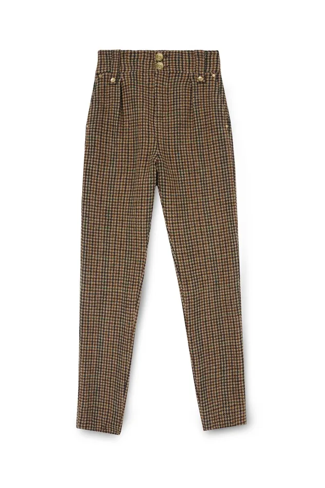 Holland Cooper Trousers Women High Waisted Peg Trouser Hailes Green Tweed Holland Cooper Trousers Women High Waisted Peg Trouser Hailes Green Tweed