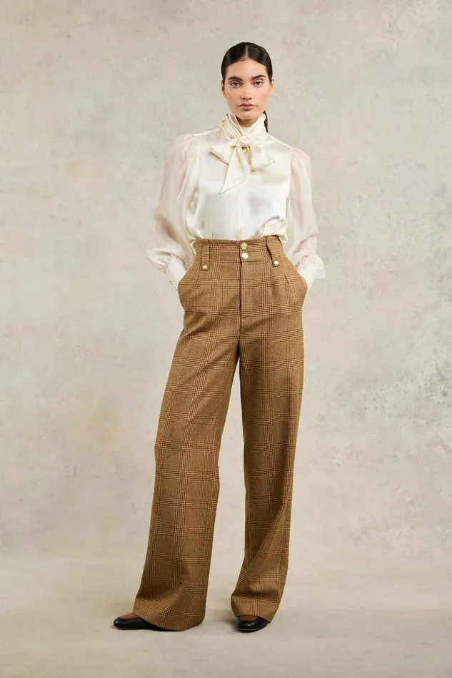 Holland Cooper Trousers Women High Waisted Straight Trouser Tawny