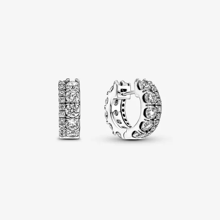 Hoop Earrings Women Pandora Double Band Pav Hoop Earrings