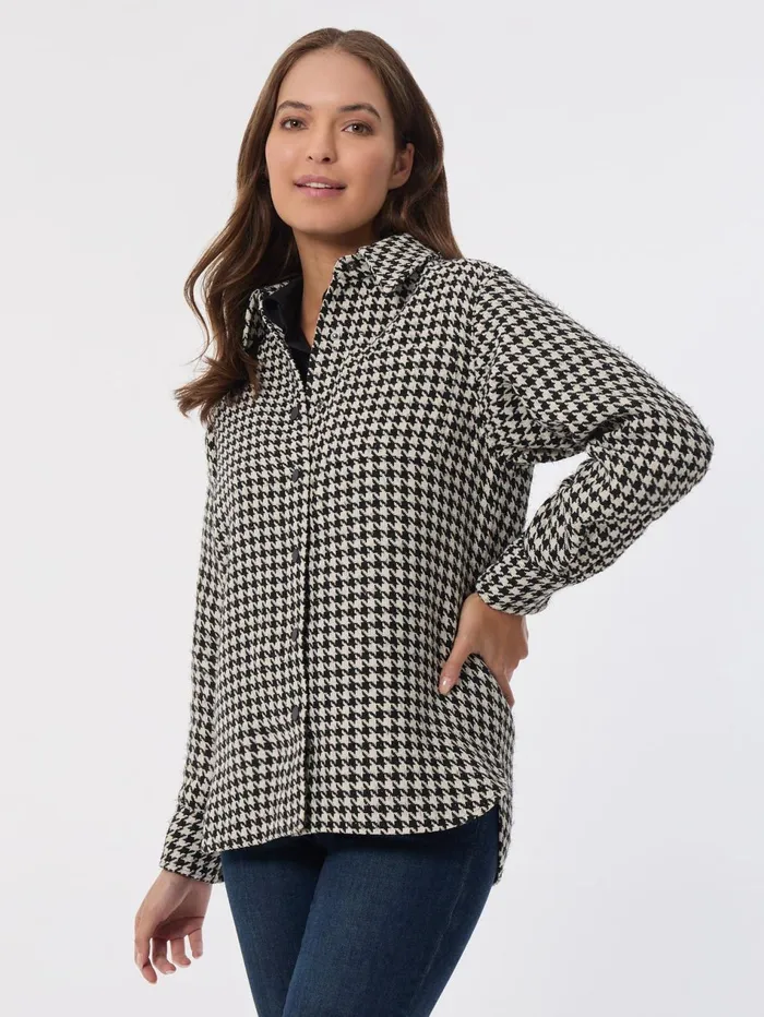 Houndstooth ButtonFront Shacket Women Jones New York Outerwear