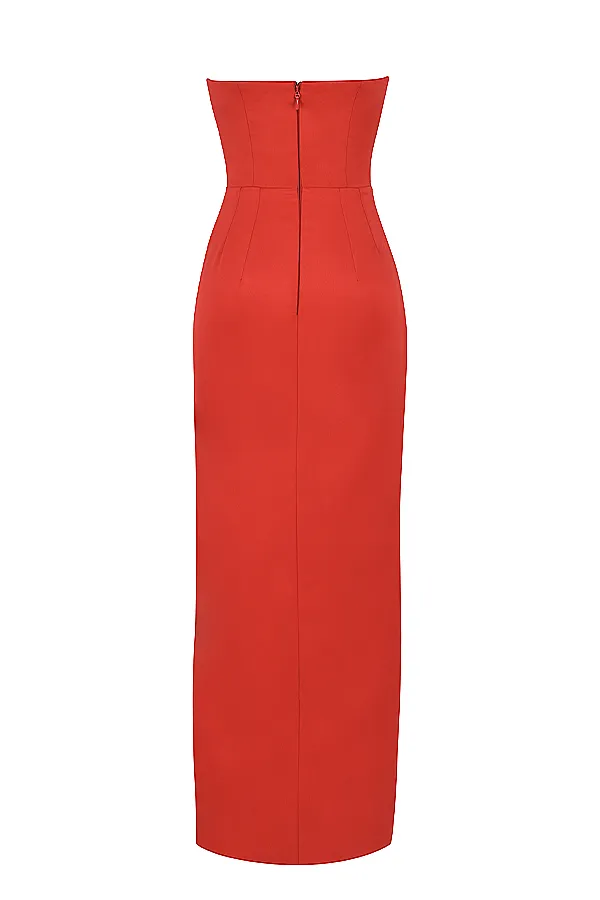 House Of CB AdrienneScarlet Satin Strapless Gown Scarlet Women Corset Dresses