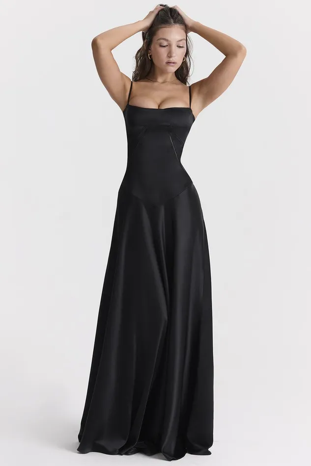 House Of CB AnabellaBlack Lace Up Maxi Dress Black Women Maxi Dresses