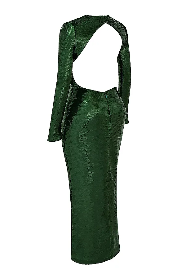 House Of CB BellePine Green Sequin Maxi Dress 8211 SALE Pine Women Maxi Dresses