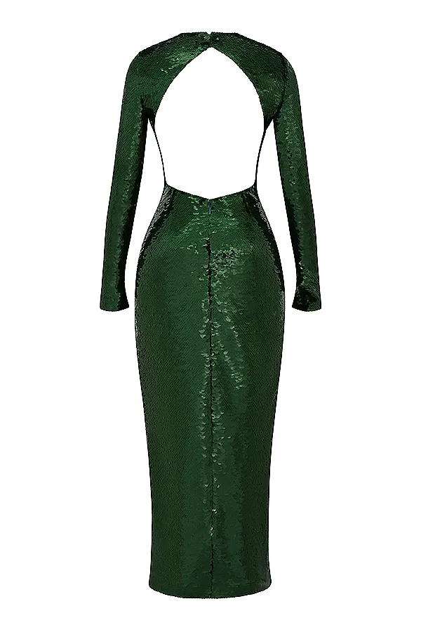 House Of CB BellePine Green Sequin Maxi Dress 8211 SALE Pine Women Maxi Dresses