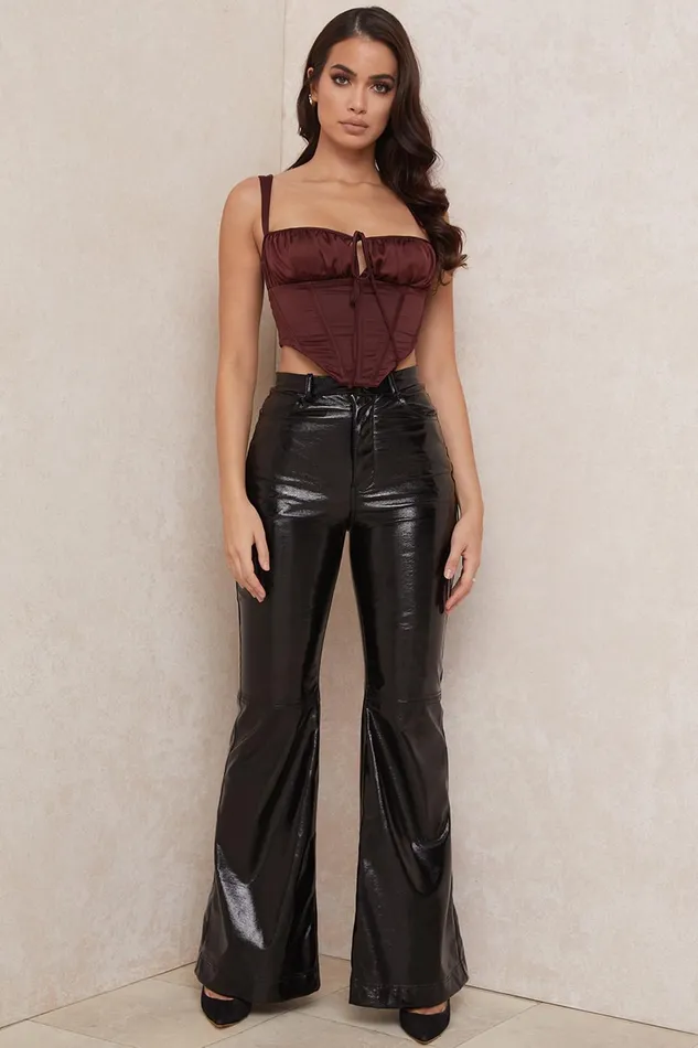 House Of CB BetsyRaisin Satin Cropped Corset 8211 SALE Raisin Women Tops