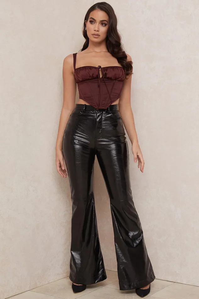 House Of CB BetsyRaisin Satin Cropped Corset 8211 SALE Raisin Women Tops