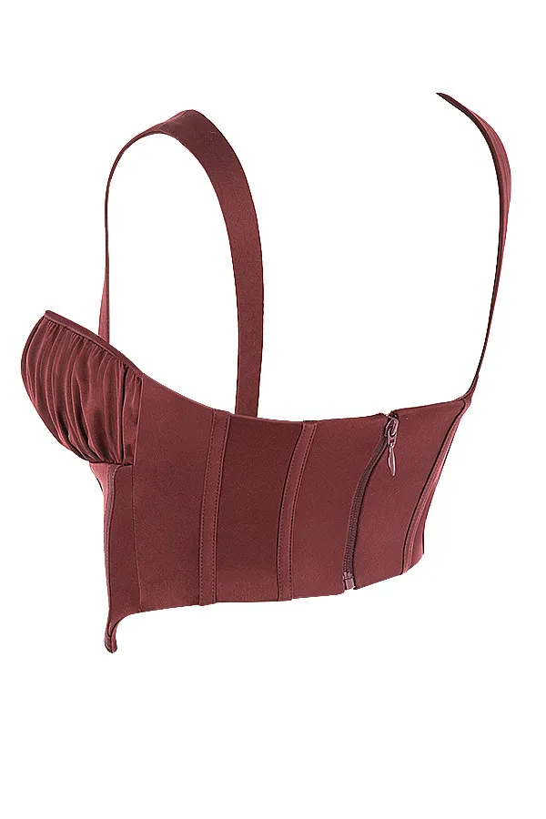 House Of CB BetsyRaisin Satin Cropped Corset 8211 SALE Raisin Women Tops