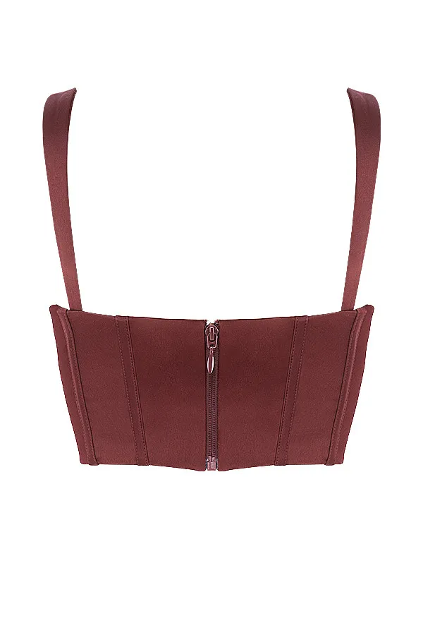 House Of CB BetsyRaisin Satin Cropped Corset 8211 SALE Raisin Women Tops