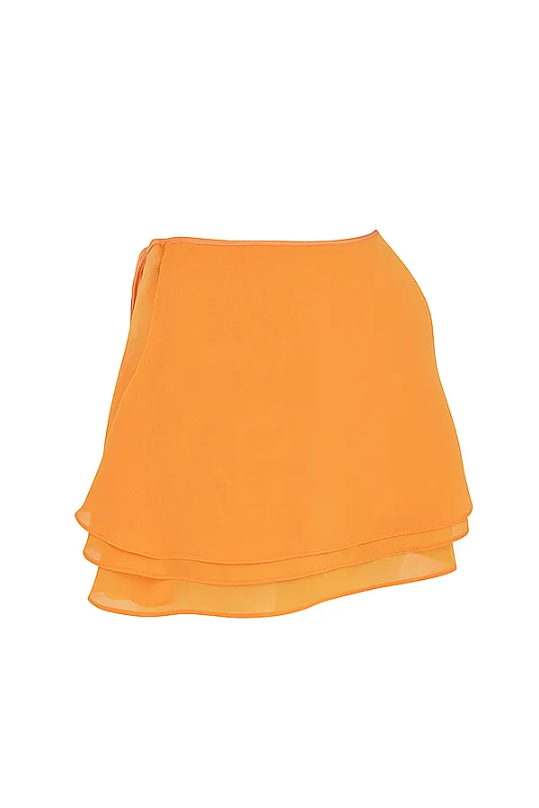 House Of CB ClariceTangerine Floaty Layered Mini Skirt 8211 SALE Tangerine Women Skirts