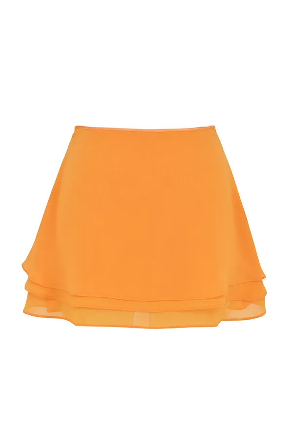 House Of CB ClariceTangerine Floaty Layered Mini Skirt 8211 SALE Tangerine Women Skirts