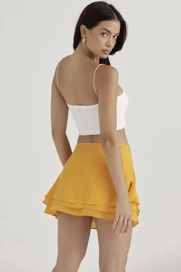 House Of CB ClariceTangerine Floaty Layered Mini Skirt 8211 SALE Tangerine Women Skirts
