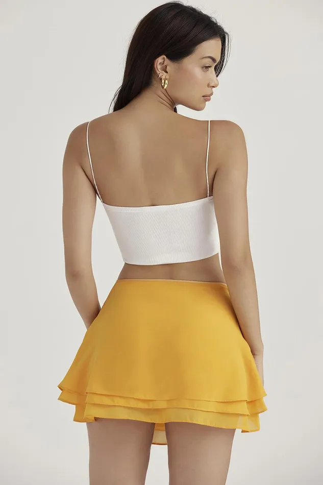 House Of CB ClariceTangerine Floaty Layered Mini Skirt 8211 SALE Tangerine Women Skirts