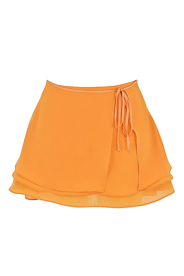 House Of CB ClariceTangerine Floaty Layered Mini Skirt 8211 SALE Tangerine Women Skirts